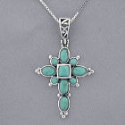Sterling Silver and Turquoise Cross Pendant D1DG1919