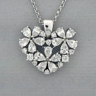 Cubic Zirconia Floral Heart Silvertone Pendant Necklace