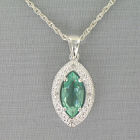 Simulated Marquise Silvertone Pendant Necklace