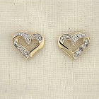 Diamond Accent Two Tone Heart Earrings