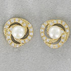 Goldtone Fresh Water Pearl Post Earrings