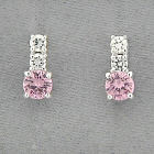 Pink & White Cubic Zirconia Sterling Silver Drop Earrings