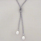 Silvertone Drop Pearls Necklace