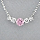Sterling Silver Pink & White Cubic Zirconia Necklace
