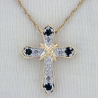 Diamond and Genuine Saphire Cross Pendant D1DG1158
