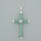 Sterling Silver and Jade Cross Pendant D1DG1322S-J