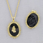 Goldtone Filigree Oval Onyx "Serenity" Pendant Necklace D1DI1253