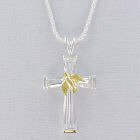 Dove of Peace Cubic Zirconia Silvertone Cross Pendant Necklace D1DZ1630