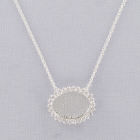 Engraved Silvertone Oval Pendant Necklace D1DZ1631SP