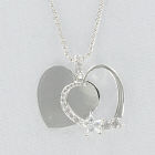 Engraved Star and Heart Silvertone Necklace