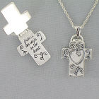Antique Silvertone Cross Necklace