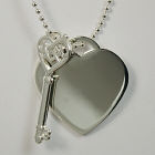 Engraved Key To My Heart Silvertone Pendant Necklace D2DG1200