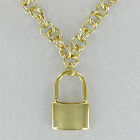 Engraved Gold-Plated Padlock Pendant Necklace D2NG1283G
