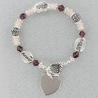 Engraved Beaded Silvertone Sisters Bracelet