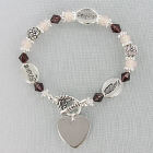 Engraved Beaded Silvertone Daughter Bracelet D2BA1673-1