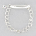Engraved Silvertone ID Bracelet with Birthstone Angel Charm