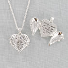 Antique Silvertone Wing Locket Necklace D2DG1119