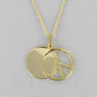 Engraved Peace Sign Goldtone Pendant Necklace D2DG1168