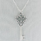 Antiue Silvertone Key Pendant Necklace D2DG1196QS-1