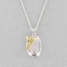 Engraved Silvertone Angel Pendant Necklace D2DT1034