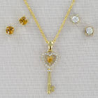 Crystal Birthstone Key Pendant and Earring Set
