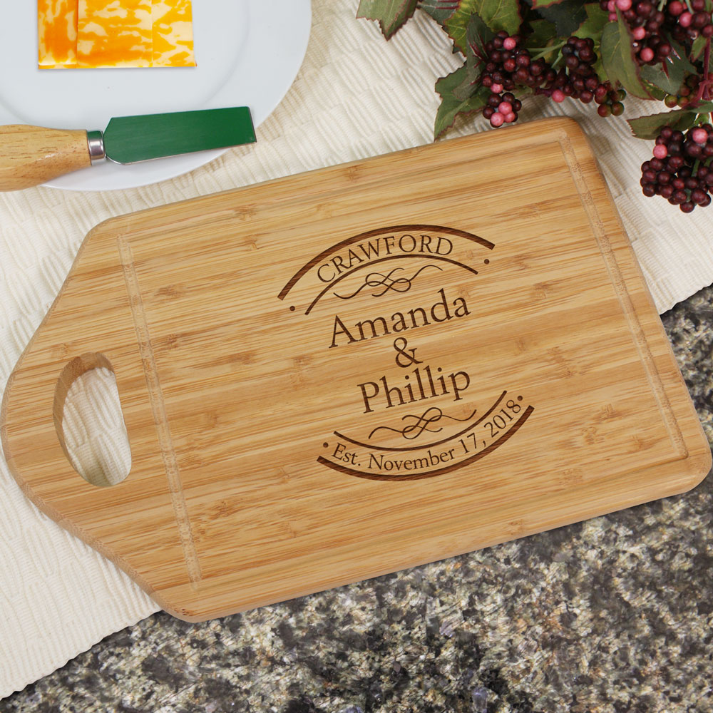 Engraved Established In Bamboo Cheese Carving Board GiftsForYouNow