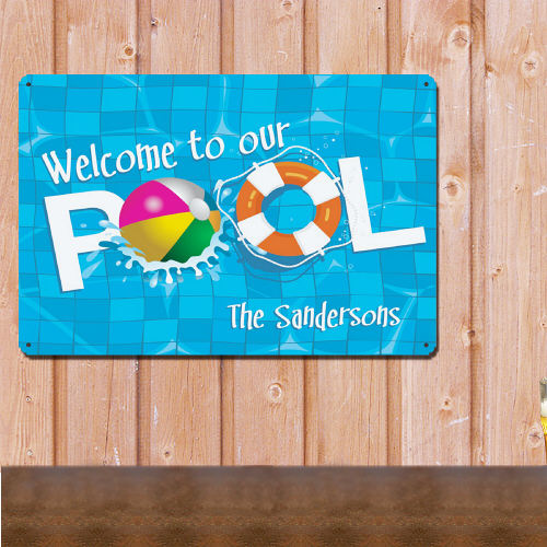 Personalized to our Swimming Pool Metal Wall Sign