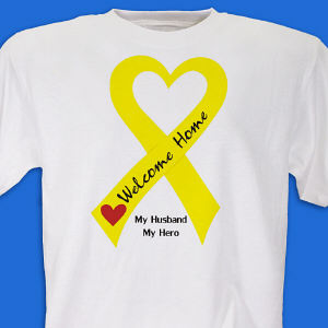 Yellow Ribbon Welcome Home Personalized Military T-shirt