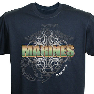 Marines Personalized Black T-shirt