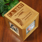 Engraved Military Wooden Photo Cube