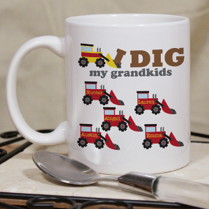 Monogrammed I Dig My Kids Mug