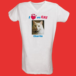 I Love My Cat Personalized Photo Nightshirt