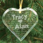 Engraved I Love You Glass Heart Ornament