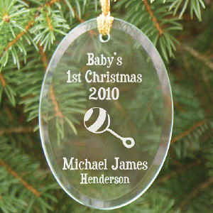 Baby's 1st Christmas Personalized Glass Ornament