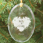 Together Forever Valentine Personalized Oval Glass Ornament