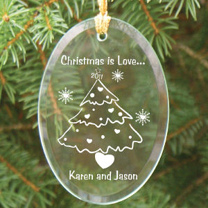 Christmas is Love Personalized Couples Ornament