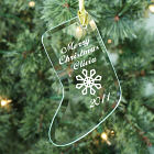 Merry Christmas Personalized Glass Stocking Ornament