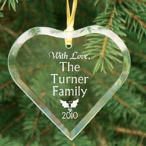 Family Personalized Glass Heart Ornament