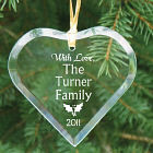 Family Personalized Glass Heart Ornament