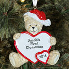 Baby's 1st Christmas Personalized Bear and Heart Ornament