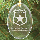 Police Officer Engraved Oval Glass Ornament