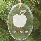 Teacher Engraved Oval Glass Ornament