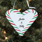 Engraved Heart Candy Cane Christmas Ornament
