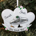 Personalized Couples Engagement Ring Ornament