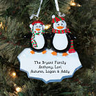 Engraved Penguin Family Christmas Ornament