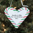 Engraved Our First Christmas Candy Cane Heart Ornament 843993