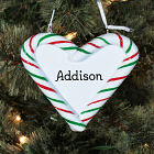 Engraved Candy Cane Heart Christmas Ornament