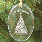 Engraved Tis The Season Oval Glass Ornament