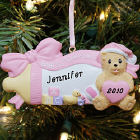 Baby Bottle Girl Personalized Christmas Ornament
