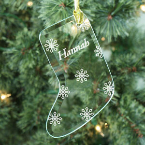 Glass Snowflake Engraved Stocking Ornament